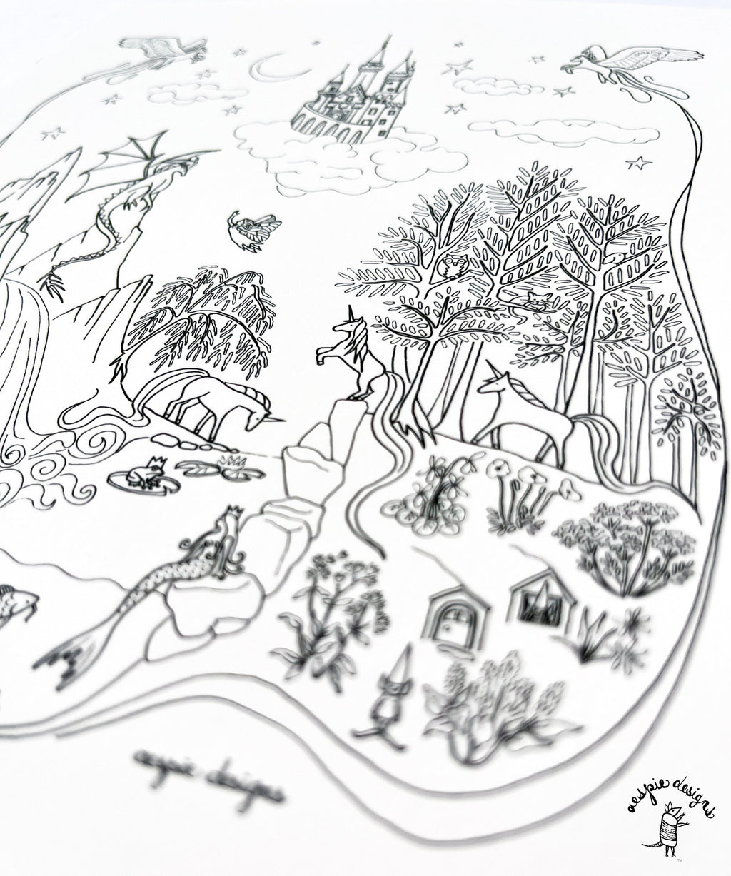 Magical Fairytale Art Print Black & White