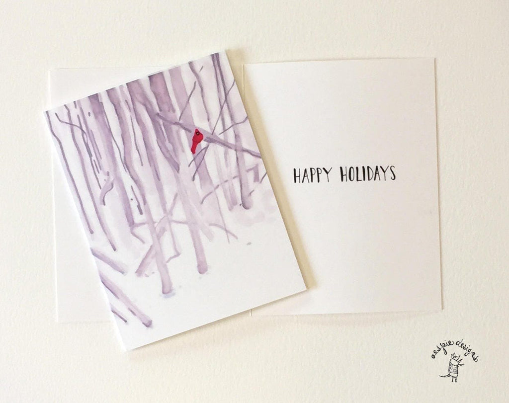 Winter Cardinal Holiday Cards (Set of 10)- Handmade