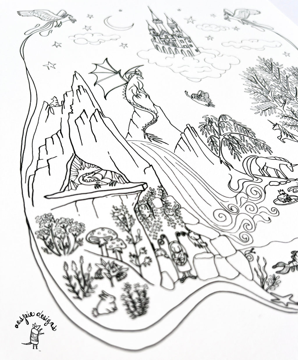 Magical Fairytale Art Print Black & White