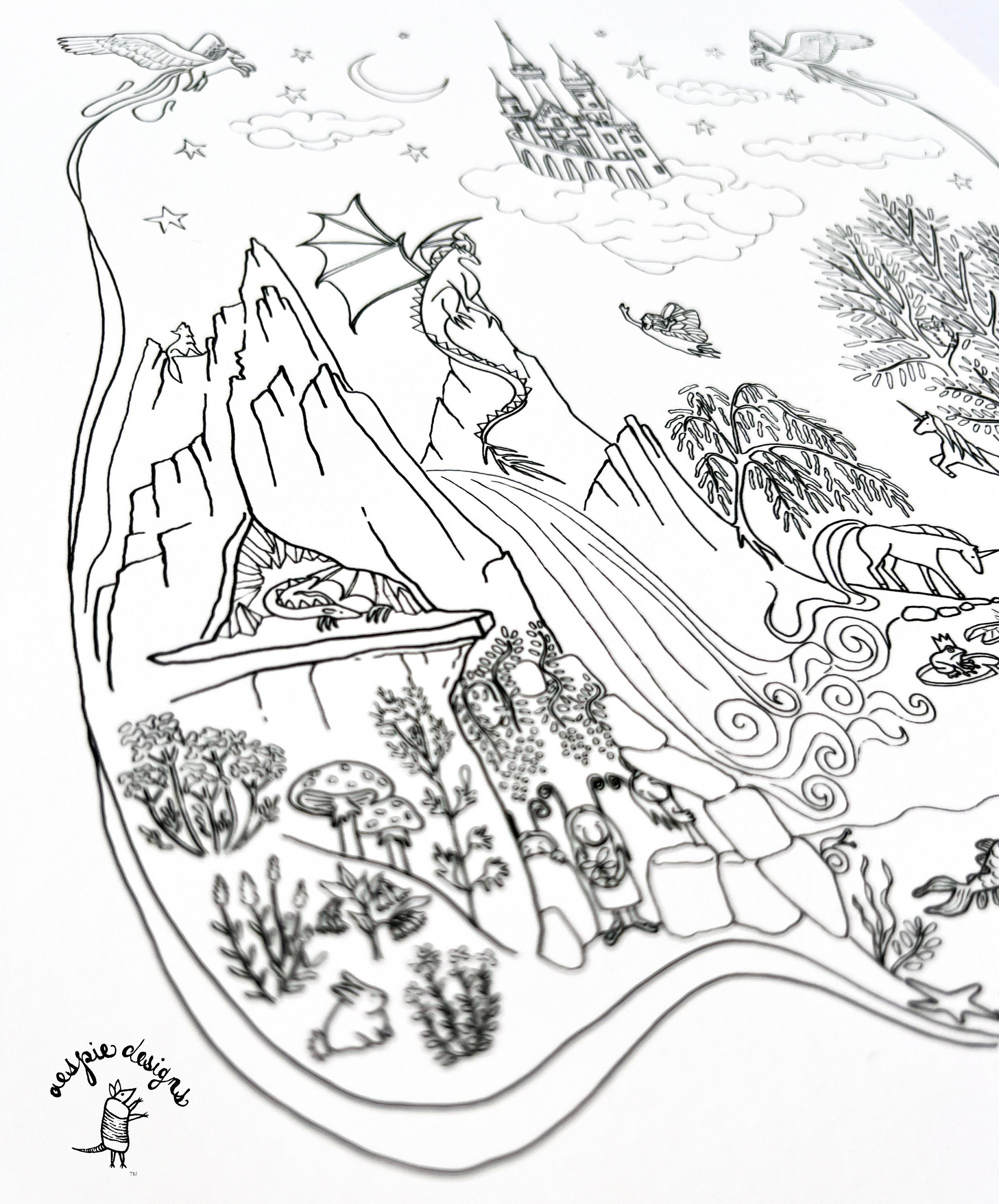 Magical Fairytale Art Print Black & White