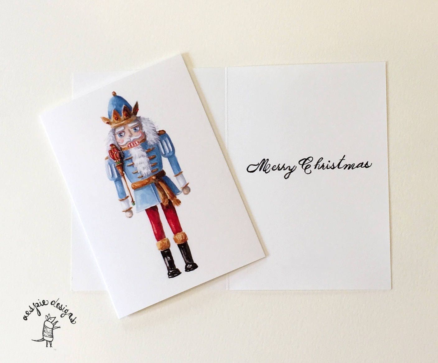 Blue Nutcracker King - Christmas Holiday Cards