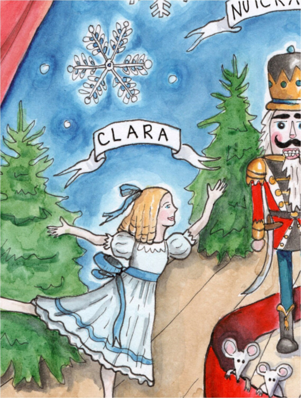 Nutcracker Christmas Art Print - Watercolor