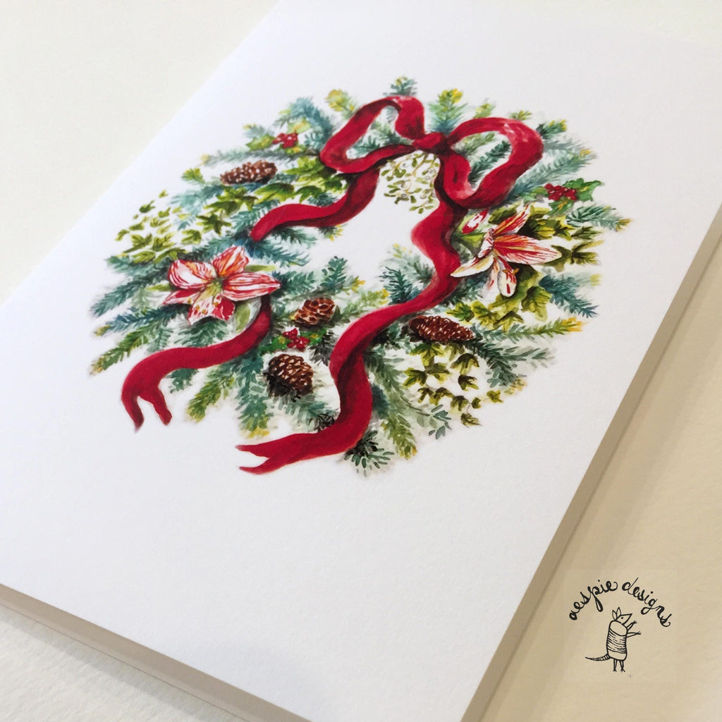 Winter Wreath Christmas Holiday Cards