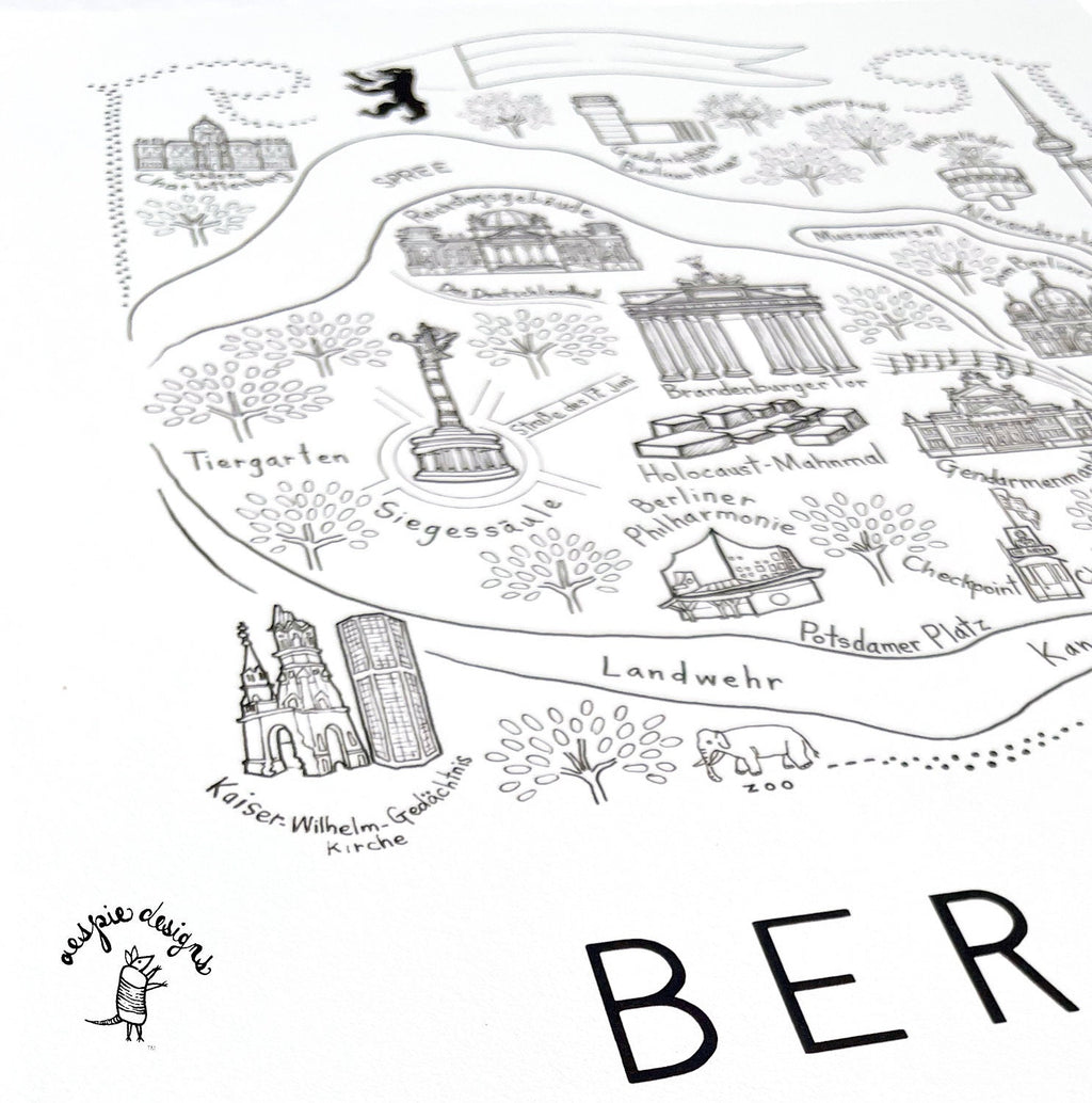 Berlin City Map Art Print Black & White