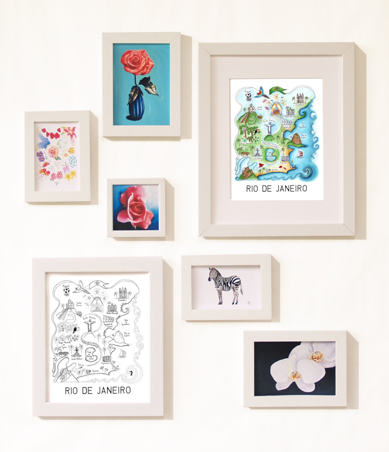 Rio de Janeiro City Map Art Print - Watercolor