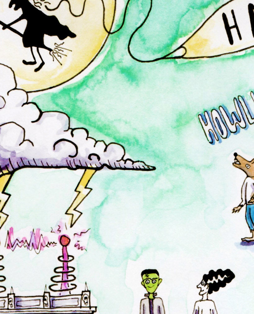 Halloween Map Art Print  - Medium