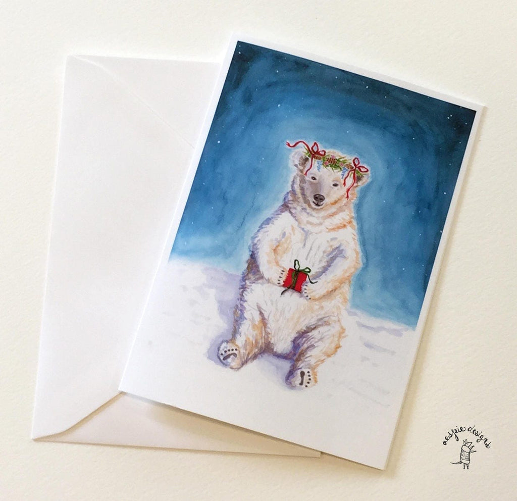 Holiday Bear - Handmade Holiday Christmas Cards (Set of 10)